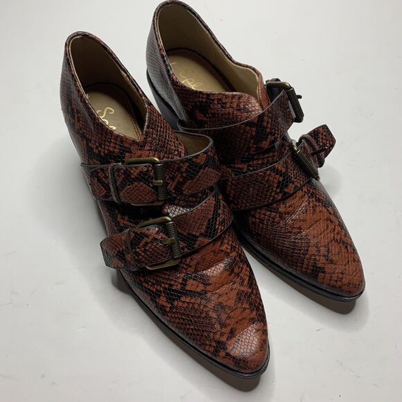Splendid Carla Brown Snake Print Buckle Bootie Women’s Size 7.5 - Picture 2 of 9